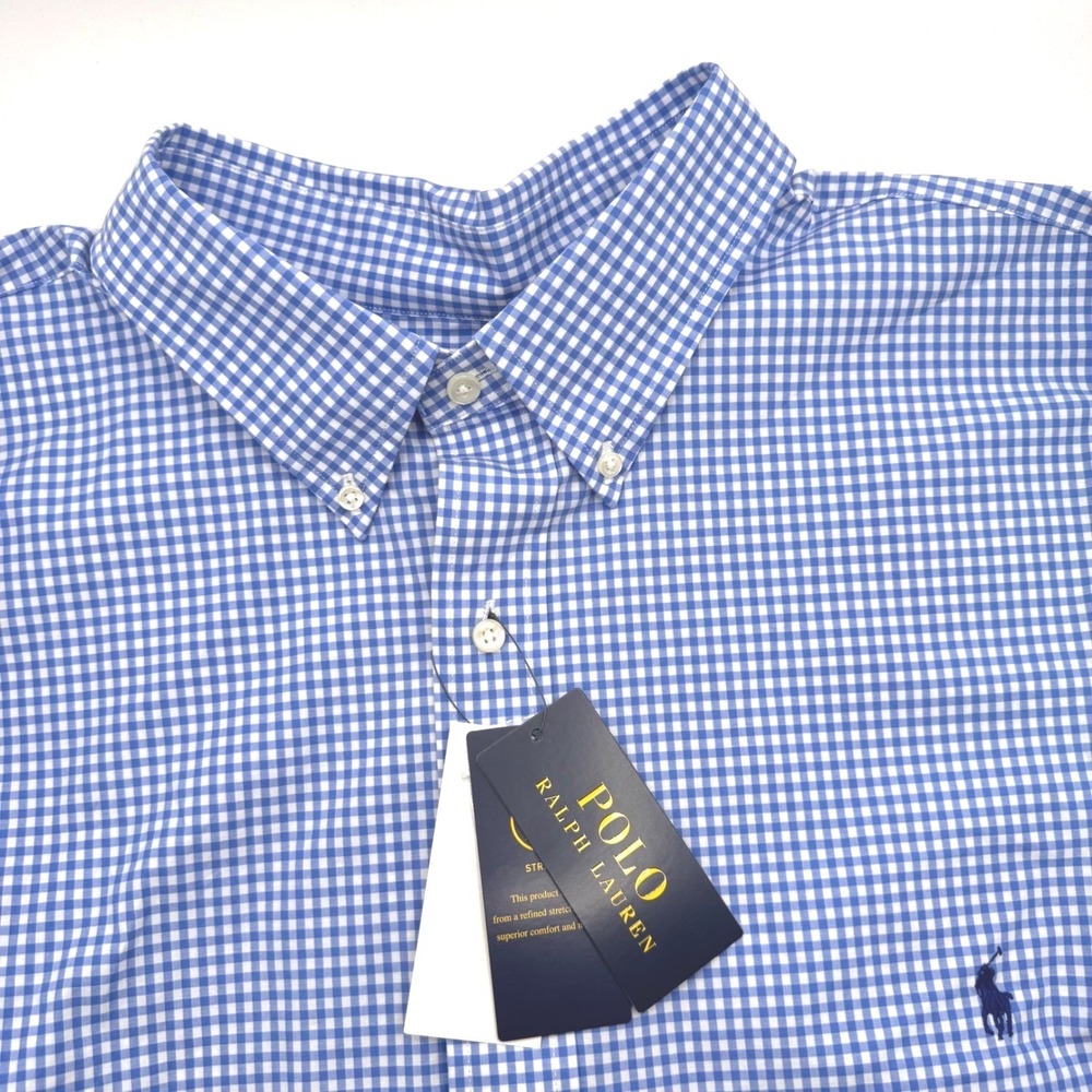Polo Ralph Lauren Mens 3XLT Blue Gingham Checkered Button Down Shirt‎ New
